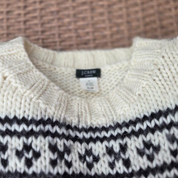 J. CREW Handknit Wool Alpaca Nordic Fair Isle Chunky Knit Sweater - Picture 8 of 10